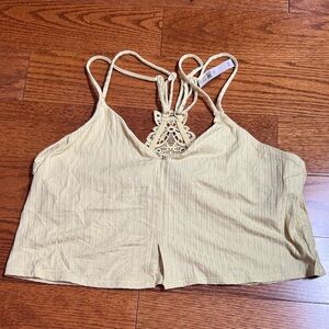 Aerie Sz Medium Crochet Detail crop Top Yellow